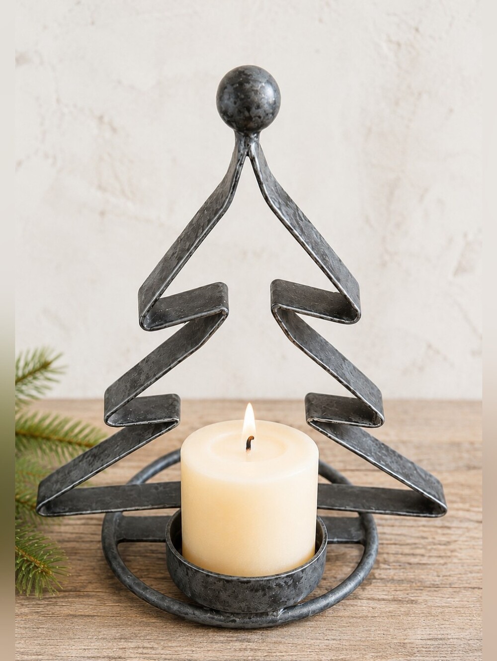 Wrought Iron Christmas Tree Candle Holder Rustic Holiday Decor